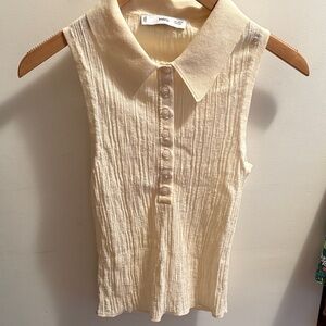 Mango butter yellow Textured Sleeveless Blouse